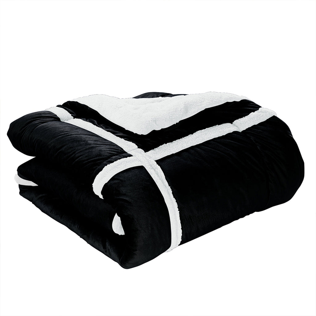Elegant Comfort 3-Piece Stripe Micro-Suede Reversible Sherpa - Comforter Set