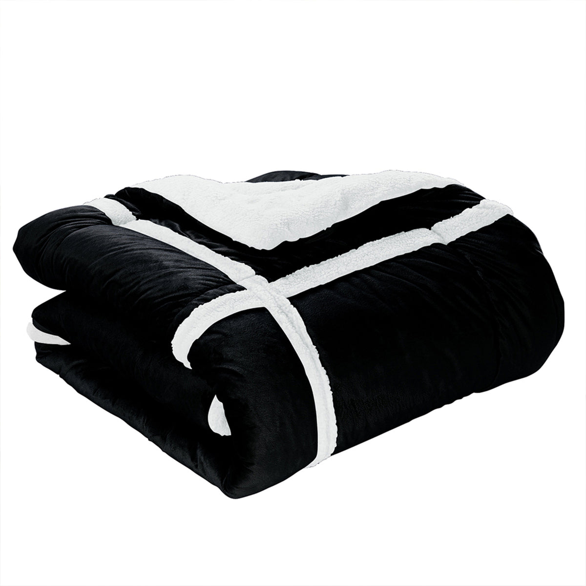 Elegant Comfort 3-Piece Stripe Micro-Suede Reversible Sherpa - Comforter Set