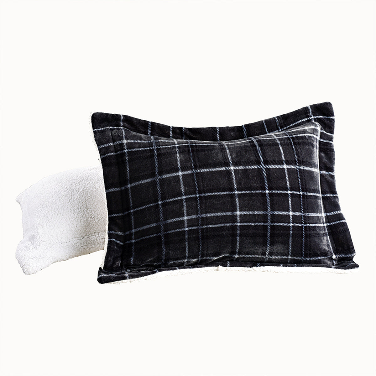 Elegant Comfort 3-Piece Plaid Micro-Suede Reversible Sherpa - Comforter Set