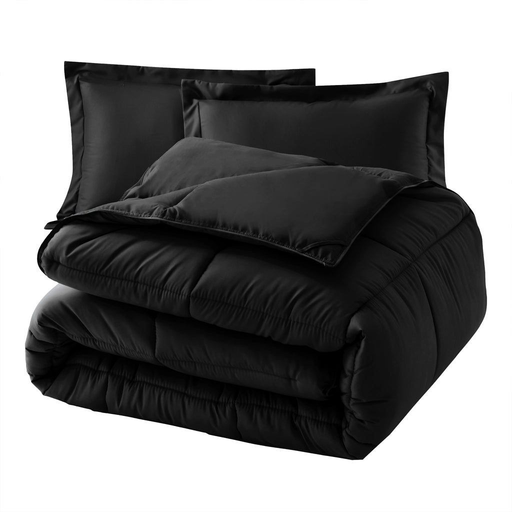 Elegant Comfort 3-Piece Box Stitched Comforter & Shams - Duvet Insert with 4 Corner Tabs