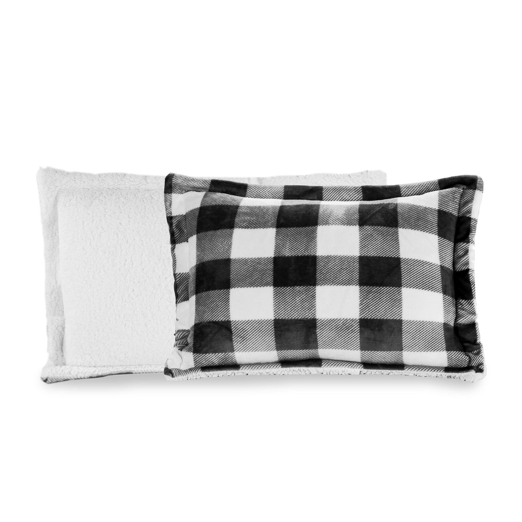 Elegant Comfort 3-Piece Buffalo Micro-Suede Reversible Sherpa - Lodge-Plaid Pattern Comforter Set