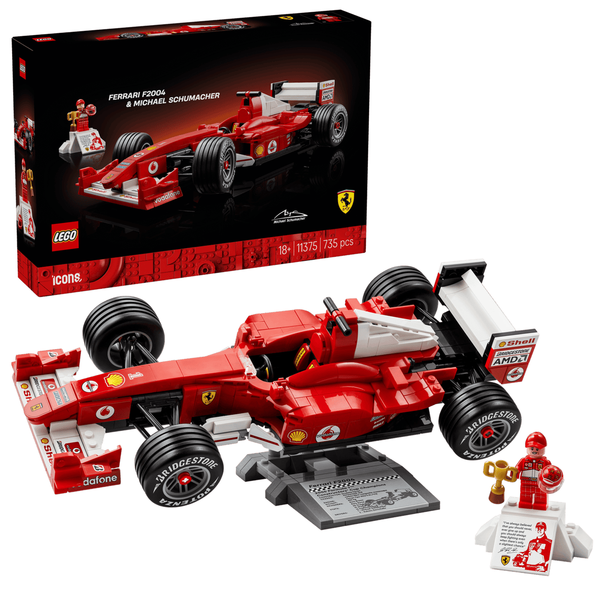 11375 LEGO® Icons Set Ferrari F2004 et Michael Schumacher F1