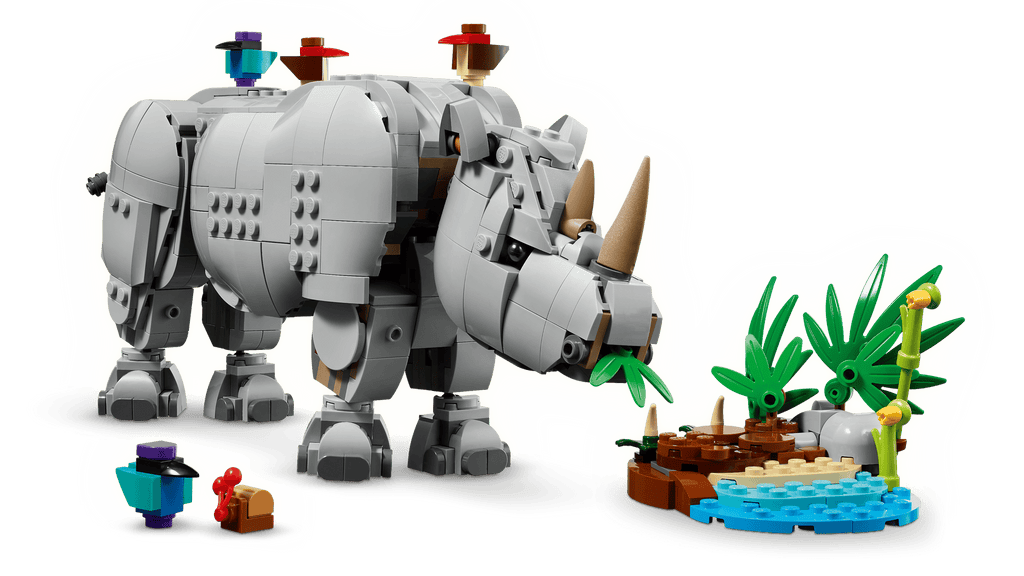 31171 LEGO Animaux sauvages : rhinocéros majestueux avec oiseaux