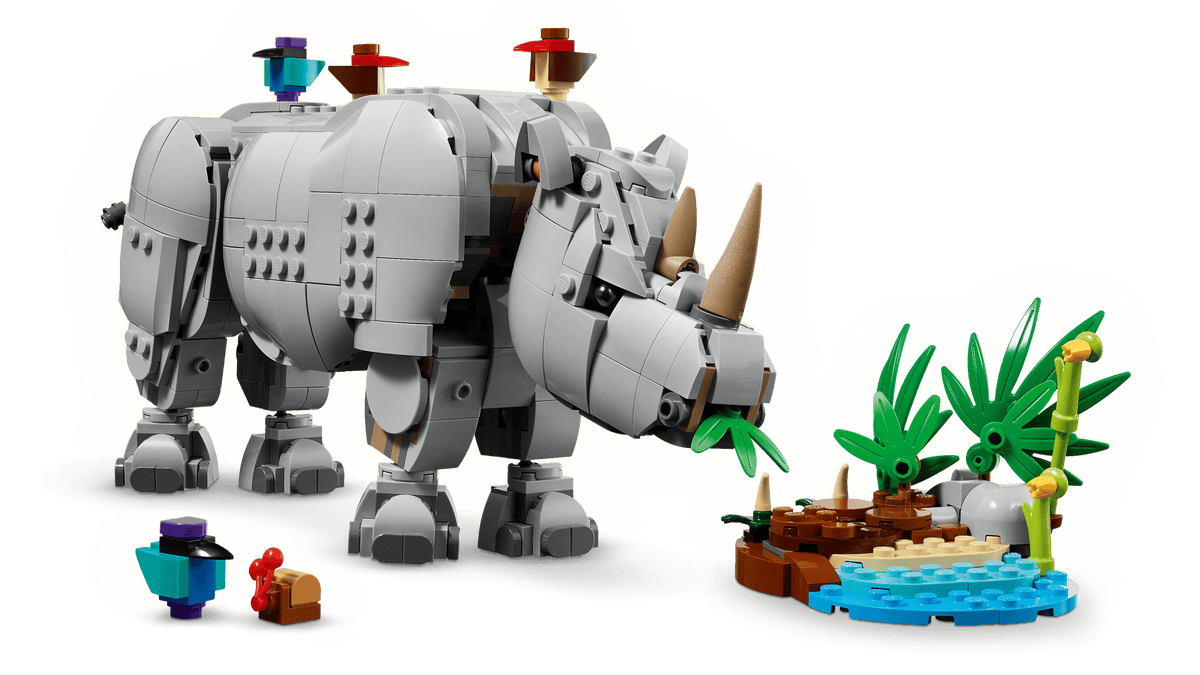 31171 LEGO Animaux sauvages : rhinocéros majestueux avec oiseaux