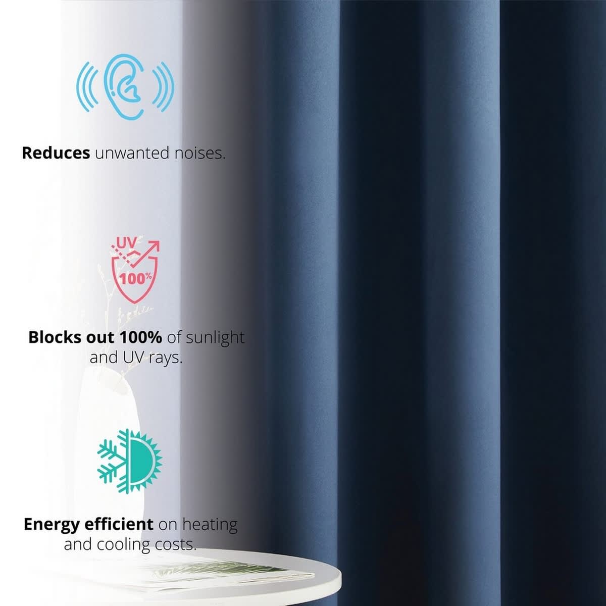 Thd Lawrence 100% Full Blackout Thermal Insulated Energy-Saving Grommet Curtain Panels (Set of 2)