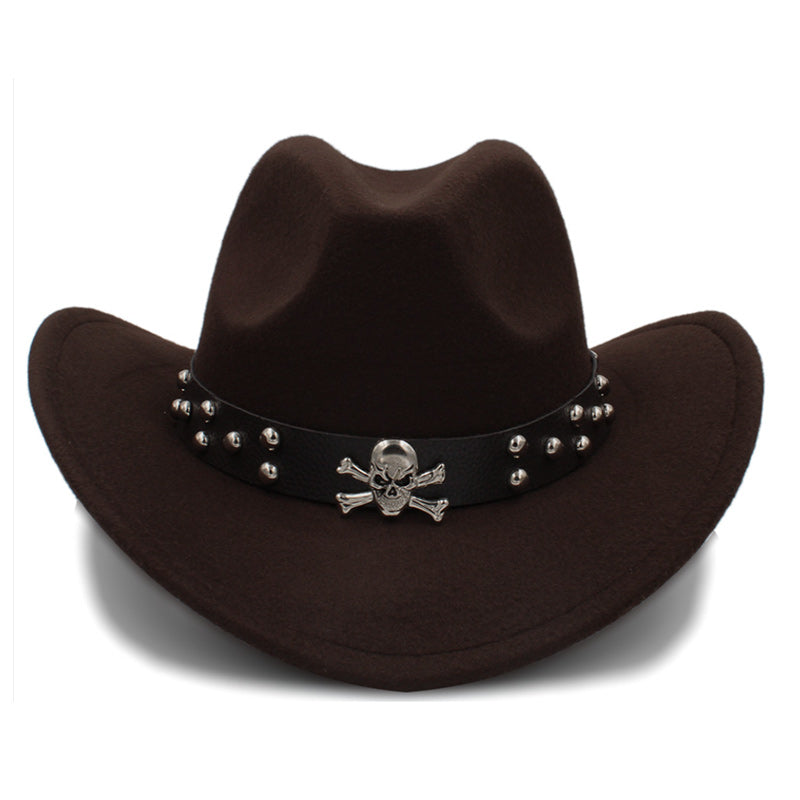 Cowboy Hat with Metal Skull Band