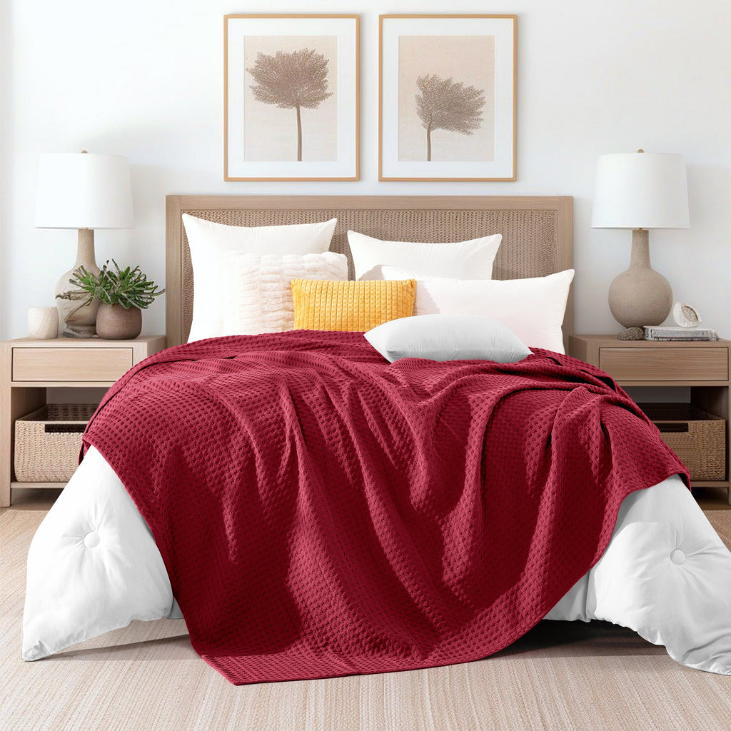 Elegant Comfort Cotton Waffle Blanket