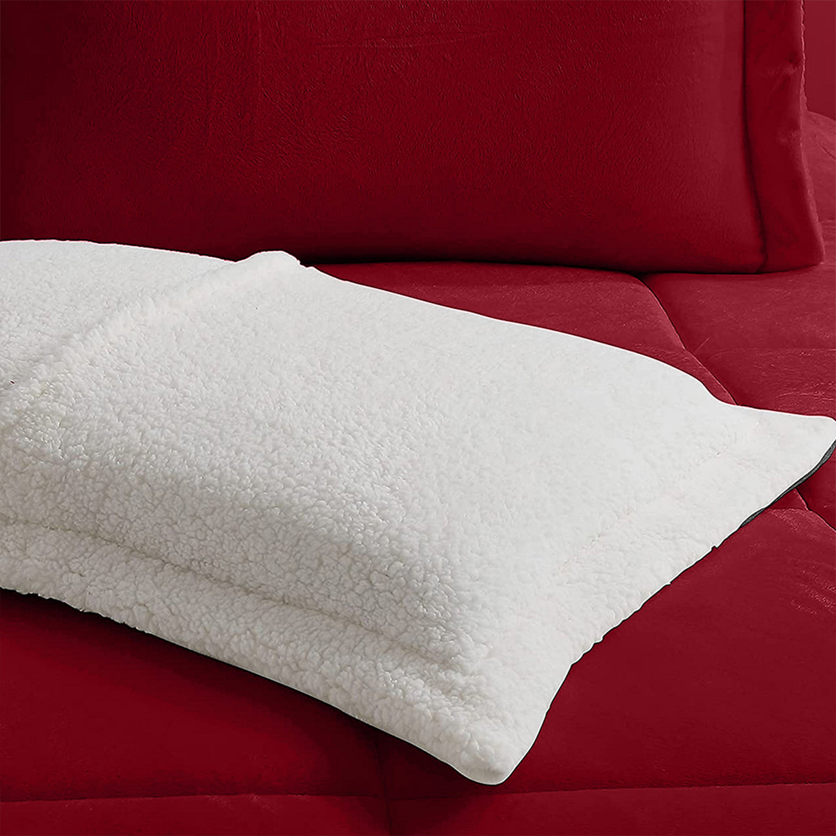 Elegant Comfort 3-Piece Micro-Suede Reversible Sherpa - Solid Color Design Comforter Set