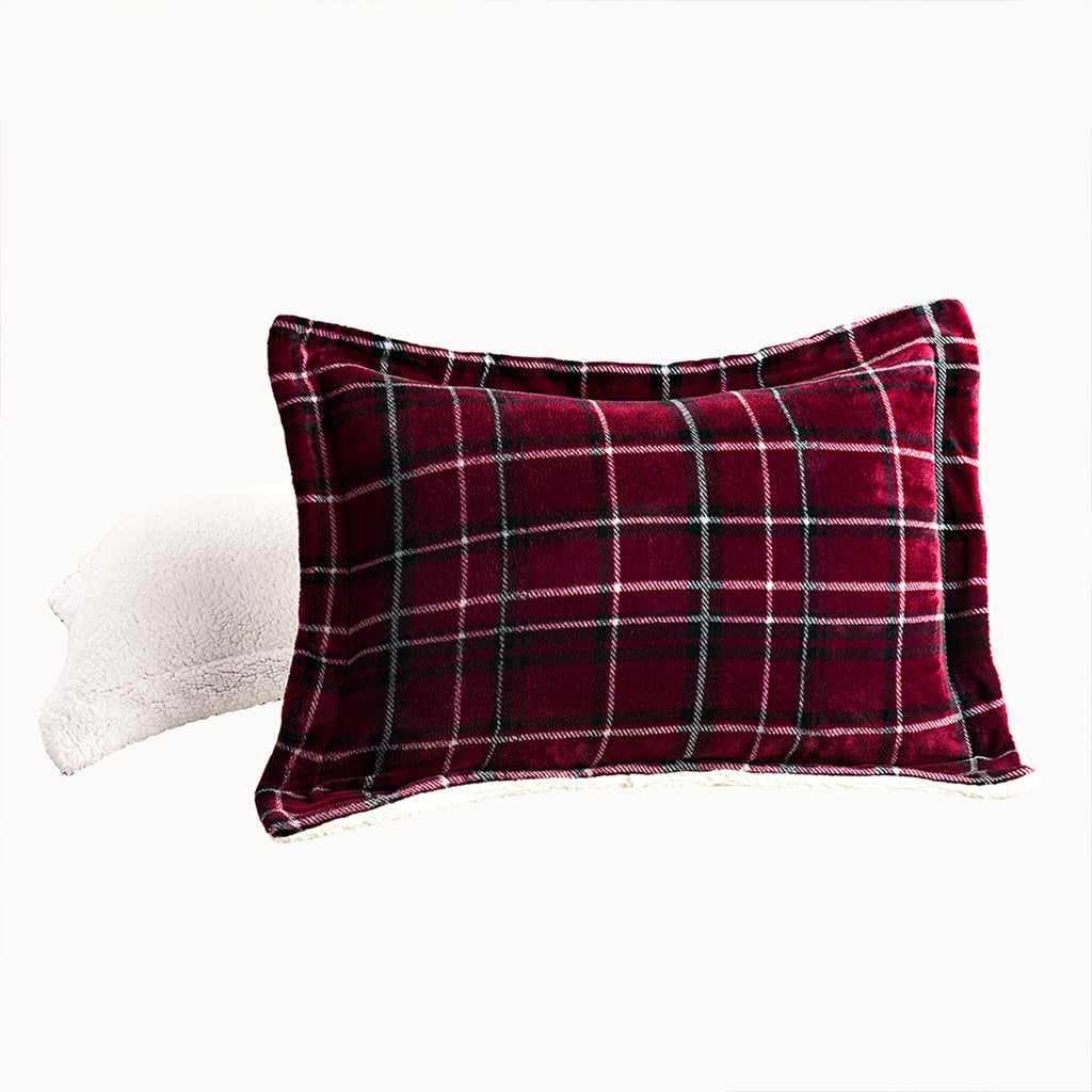 Elegant Comfort 3-Piece Plaid Micro-Suede Reversible Sherpa - Comforter Set