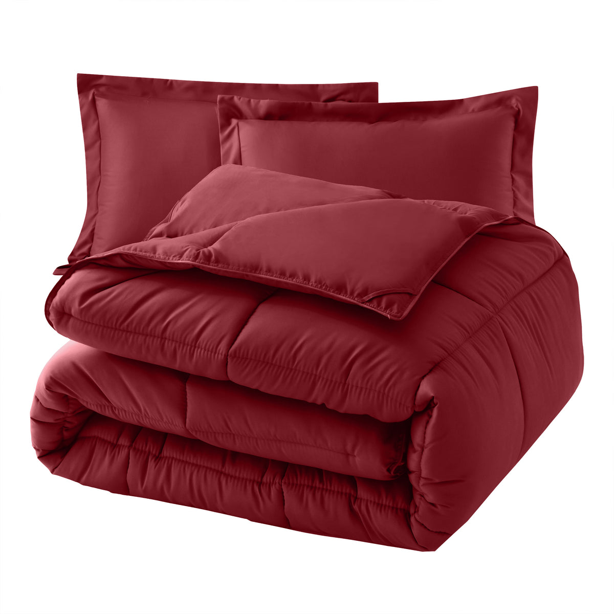 Elegant Comfort 3-Piece Solid Box Stitched Comforter & Shams - Double-Filled Comforter