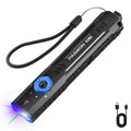 Flashlight Flat EDC Triple-Light Torch with White, Green and UV LEDs, Type-C Charging and Glass Breaker