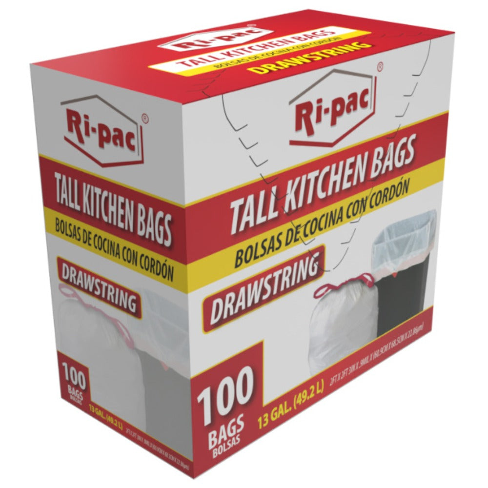 Kitchen Garbage Bags with Easy-Tie Drawstring Closure and Affordable Value Pack for Kitchen