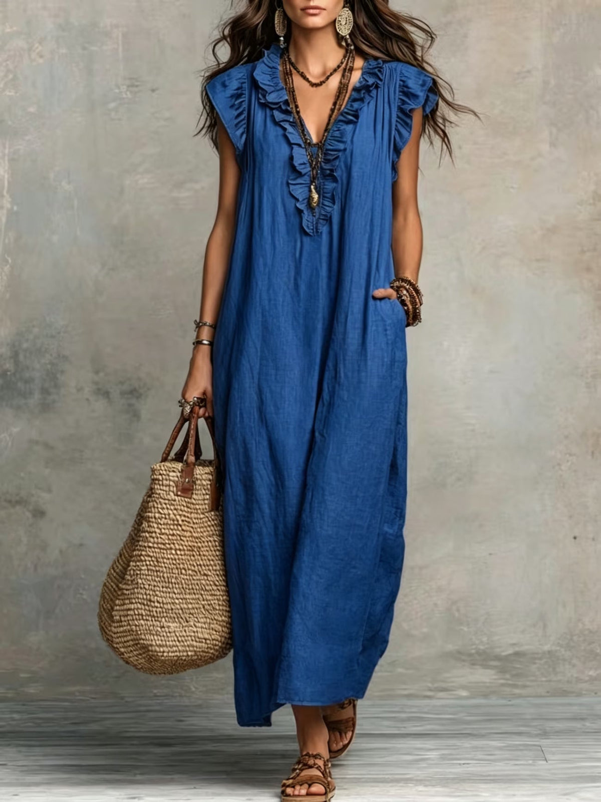 Nola | Stilvolles ärmelloses Kleid mit Rüschen