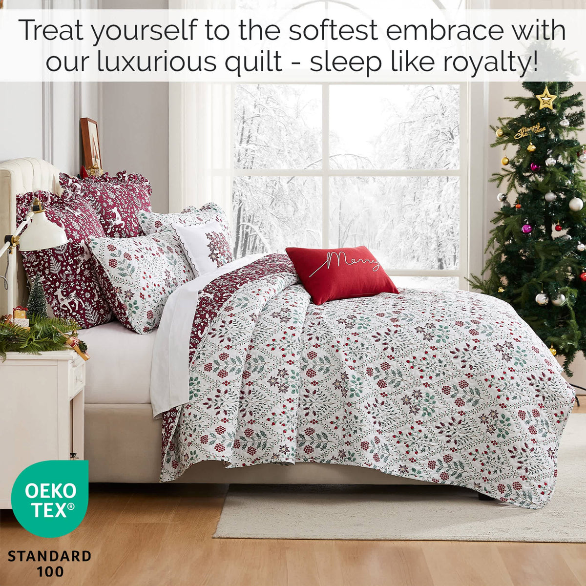 Southshore Fine Linens Holiday Harmony Oversized 7-Piece Quilt Set