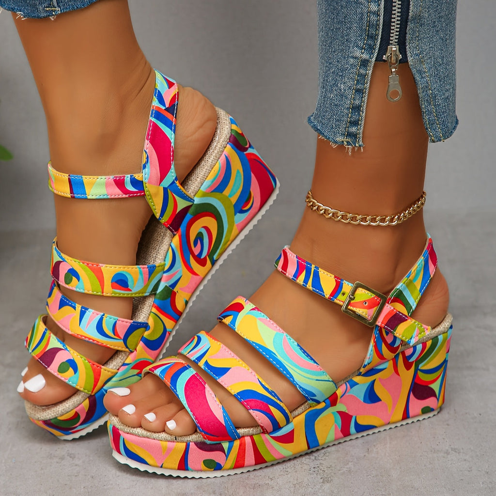 Vanessa | Stylishe Plateausandalen mit Knöchelriemen