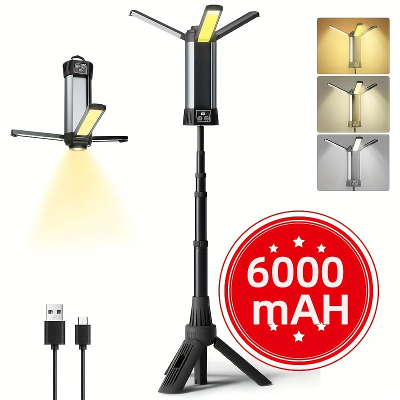 Camping Lantern with Rechargeable USB Power and Tripod Stand, LED Work Light Featuring Ten Lighting Modes
