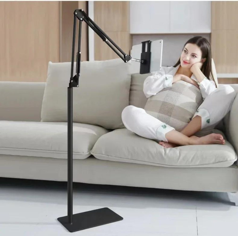 Phone Stand with Flexible Gooseneck Arm and Rotating Holder, 68.9-Inch Metal Support for Hands-Free Viewing