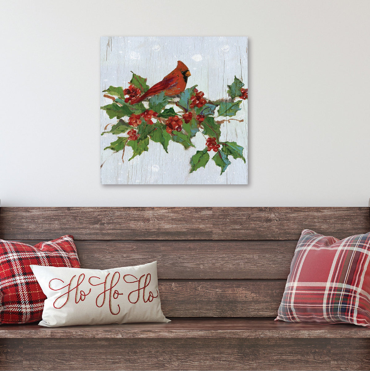 Cardinal on Holly Gallery-Wrapped Canvas Wall Art