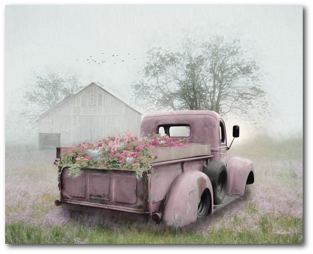 Pink Flower Truck Gallery-Wrapped Canvas Wall Art