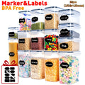 Food Storage Containers 8-, 16-, 30- or 32-Piece Rectangular Pantry Box Set with Matching Lids