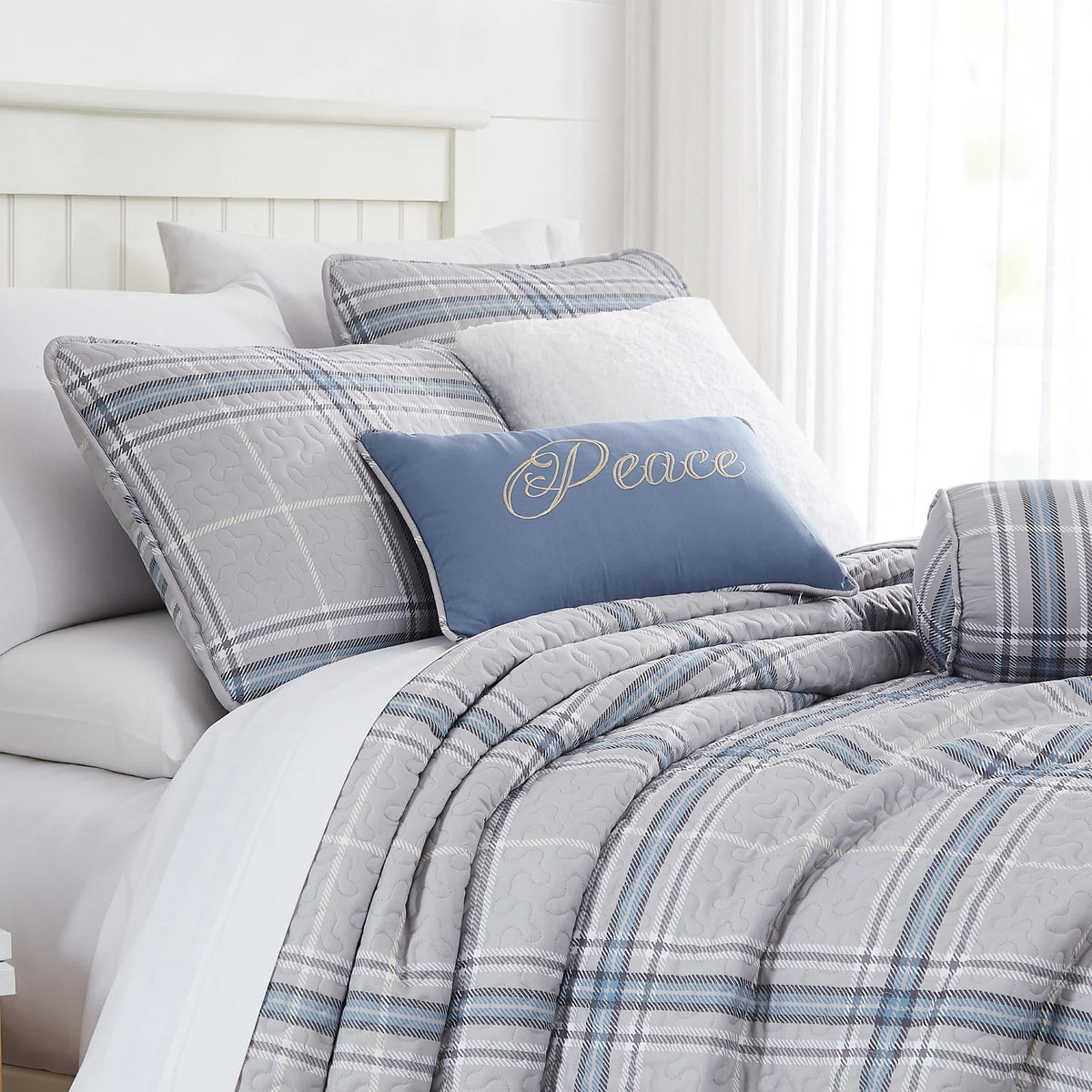Southshore Fine Linens Vilano Plaid 6PC Quilt Set