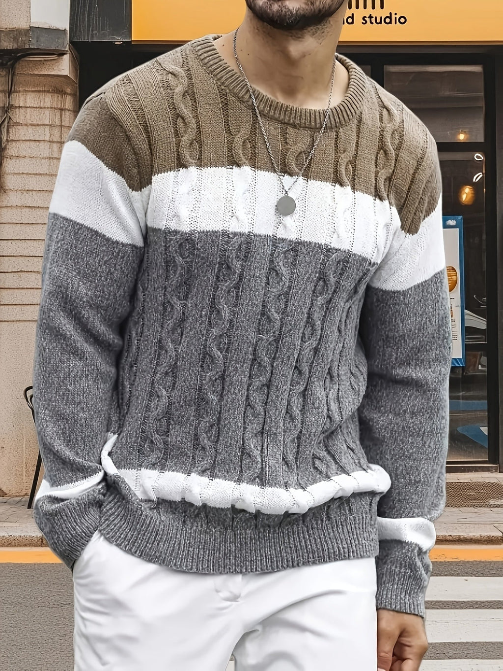 Bradley | Strukturierter Zopfmuster-Pullover