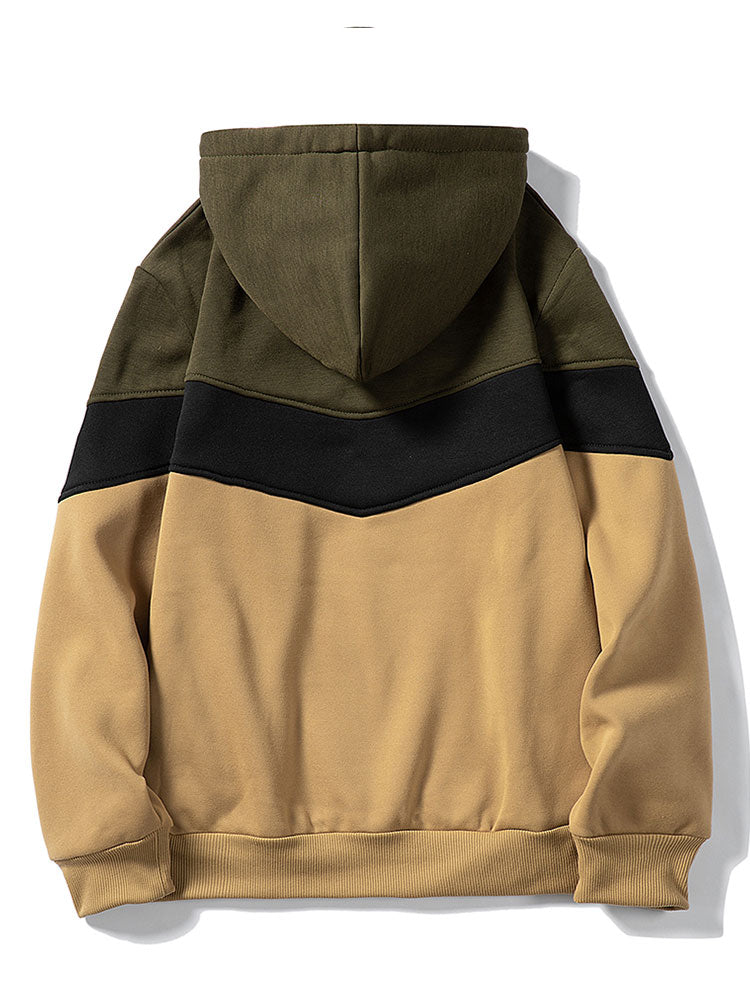 Kangaroo Colorblock Drawstring Hoodie