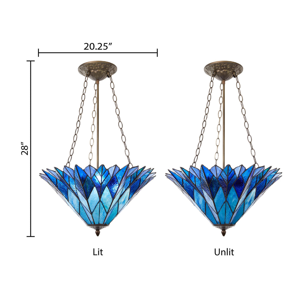 River of Goods Graceful Azura Unique Tiffany Style Shade Pendant Light