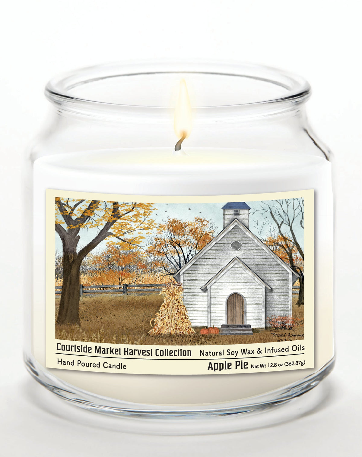 Harvest Collection Chapel 12.8 Oz Candle Glass Jar with Brushed Silver Metal Lid