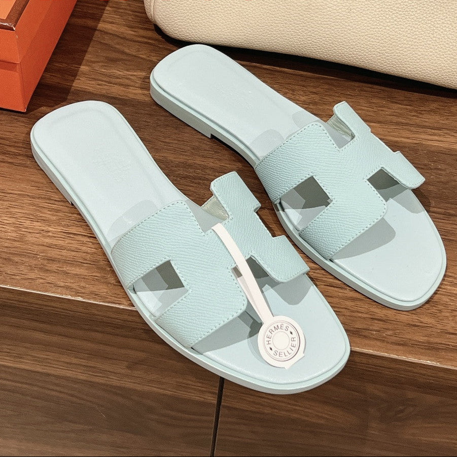 Hermès Oran Flat Sandals — Pale Mint