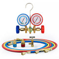 AC Manifold Gauge Set 3-Way with Color-Coded Hoses & Adapters for R134A R22 R12 R404A - HVAC Diagnostics A/C Recharge Leak Detection 0-500 PSI