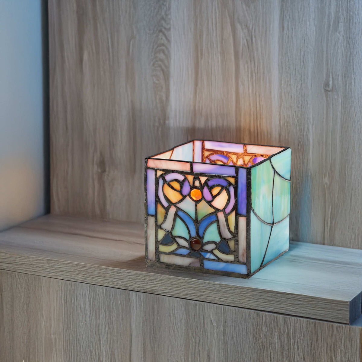 River of Goods Stained Glass Candle Holder
