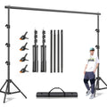 10x10ft Heavy Duty Backdrop Stand Kit - Photography Background Support System with 2 Stands, 4 Crossbars, 4 Clamps & Carry Bag for Photo Studio, Video Shoots, Parties & Events