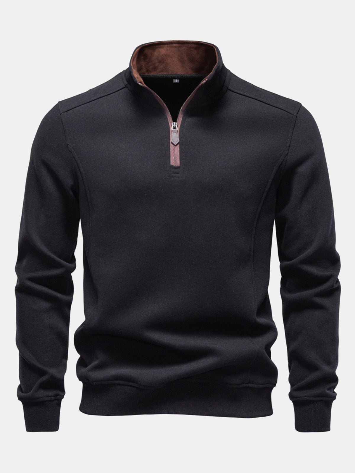 Contrast Quarter-Zip Stand Collar Sweatshirt