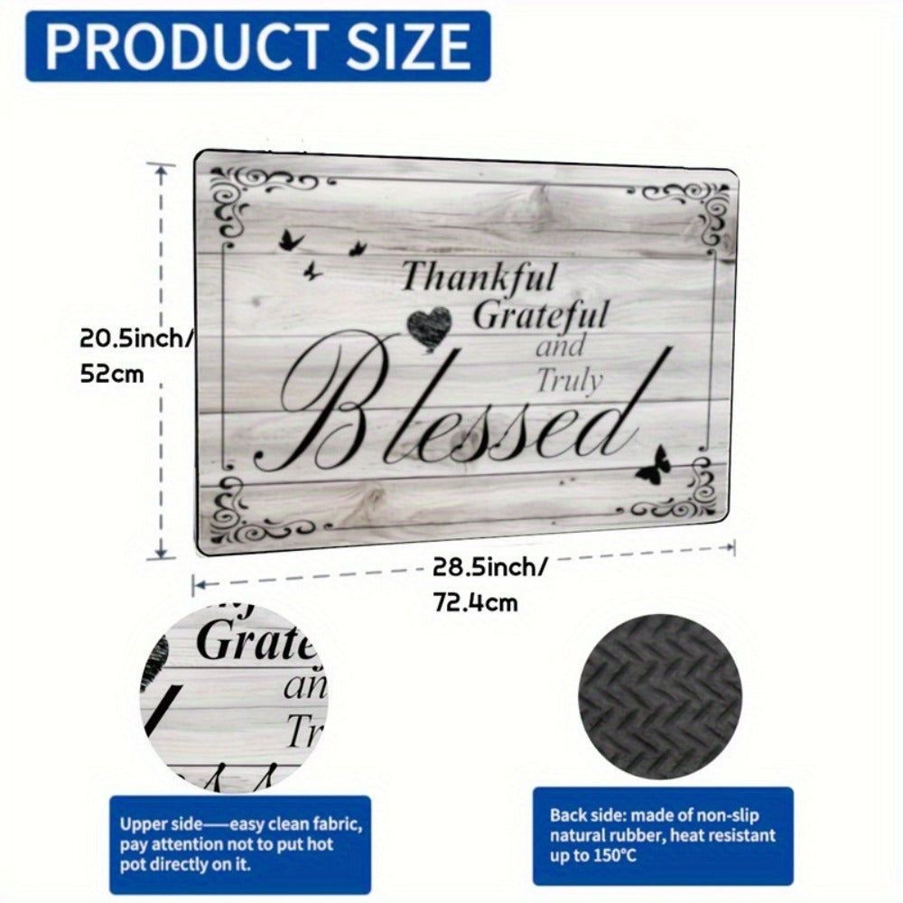 Stove Top Cover Heat Resistant Scratch-Proof 28.5x20.5" - Thankful Grateful Blessed Kitchen Decor Glass Protector Mat for Cooktops