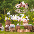 Backdrop Stand Gold Rounded Arch Set of Two, 7.2 and 6 Feet with Square Tube Frames and Flat Bases