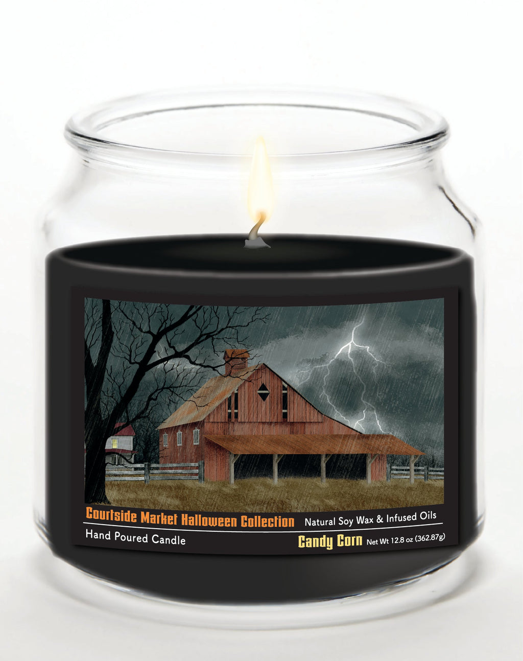 Halloween Collection Barn Lighting 12.8 Oz Candle Glass Jar with Brushed Silver Metal Lid