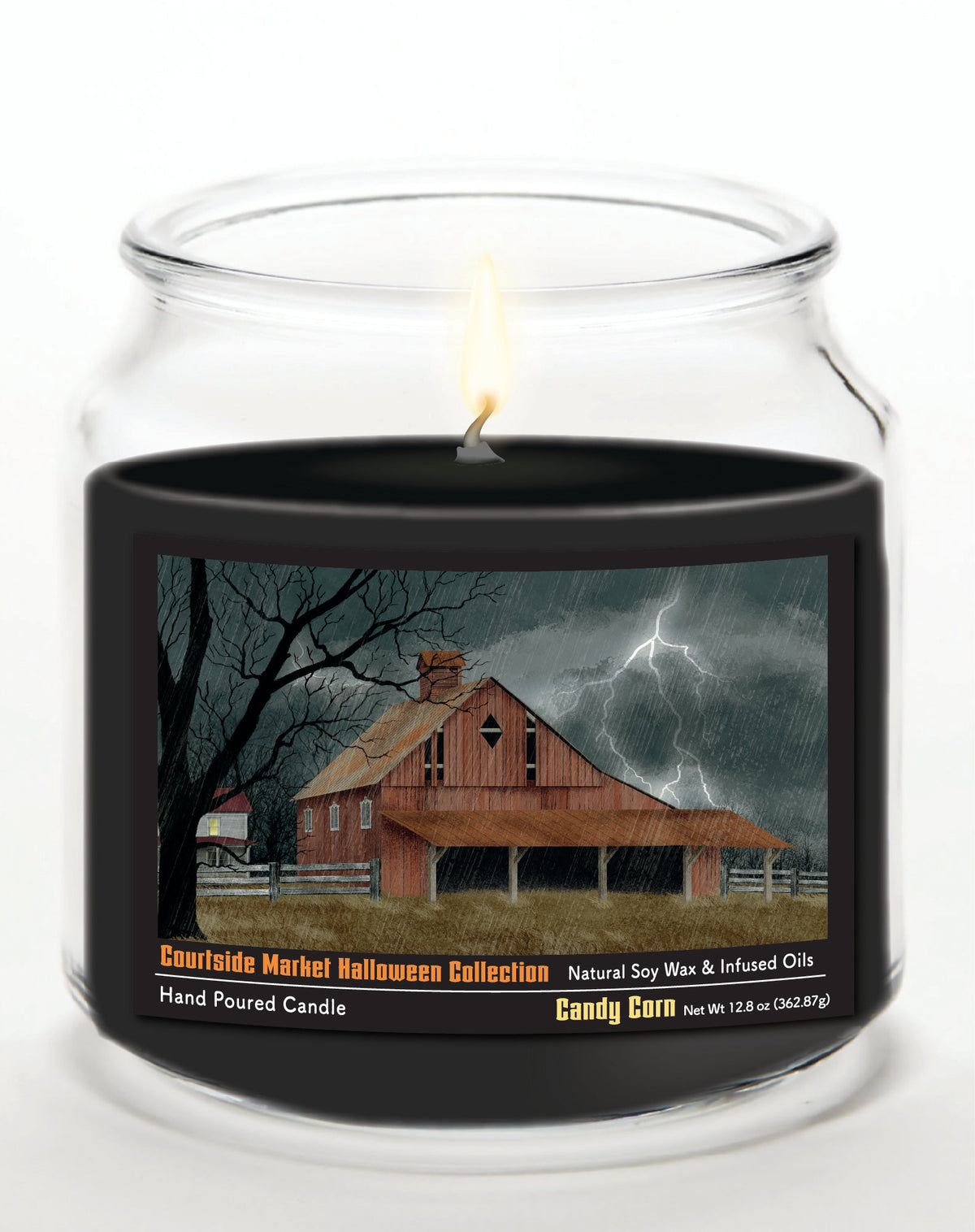 Halloween Collection Barn Lighting 12.8 Oz Candle Glass Jar with Brushed Silver Metal Lid