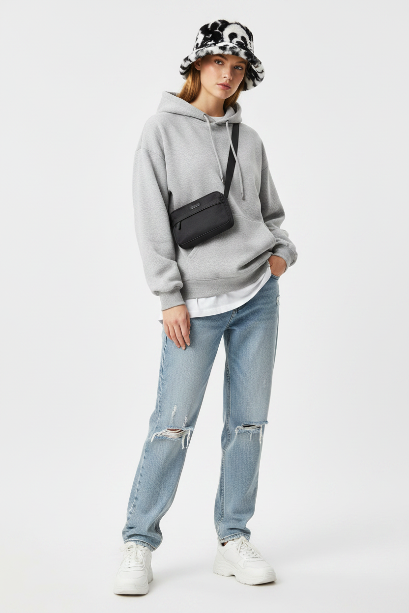 Panda-Muster Plüsch-Bucket-Hat – faltbar, warm, ganzjährig