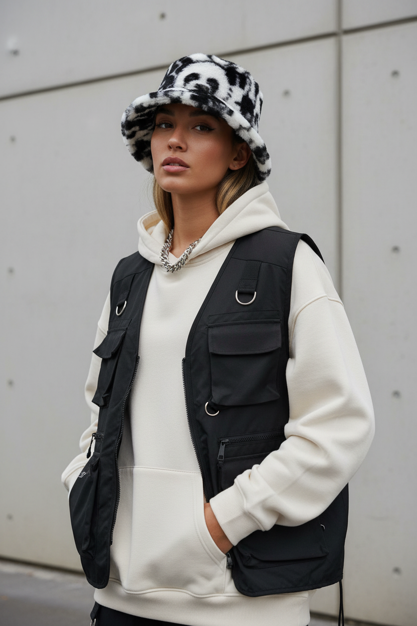 Panda Pattern Plush Bucket Hat – Foldable, Warm, All-Season
