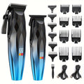 Hair Clipper and Beard Trimmer Cordless Two-Piece Set with 14 Guide Combs, Ceramic Blades and Three Colors