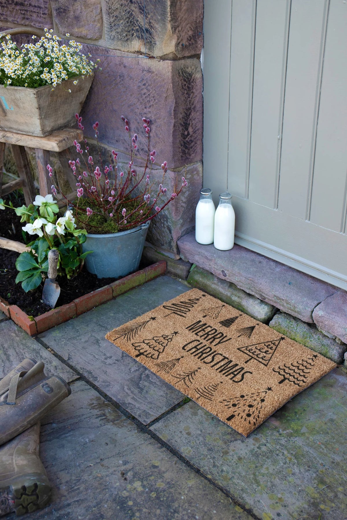 Merry Christmas Tree Pattern Coir - Coir Doormat