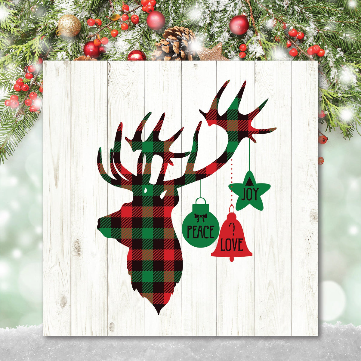 Deer Plaid Gallery-Wrapped Canvas Wall Art