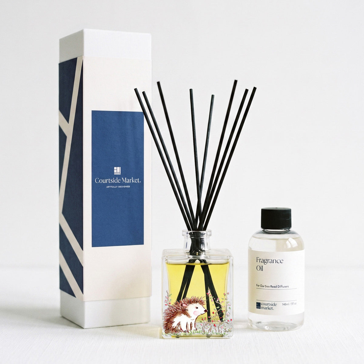 Hedgehog - Toasted Almond 5oz Oil Reed Diffuser Set - Stephen Macquignon Collection