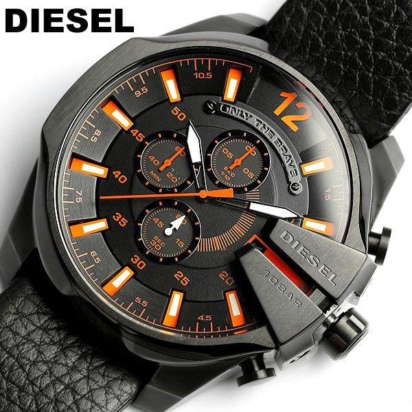 Diesel DZ4291 Mega Chief Chronograph Herrenuhr – Schwarzes Zifferblatt & schwarzes Lederarmband