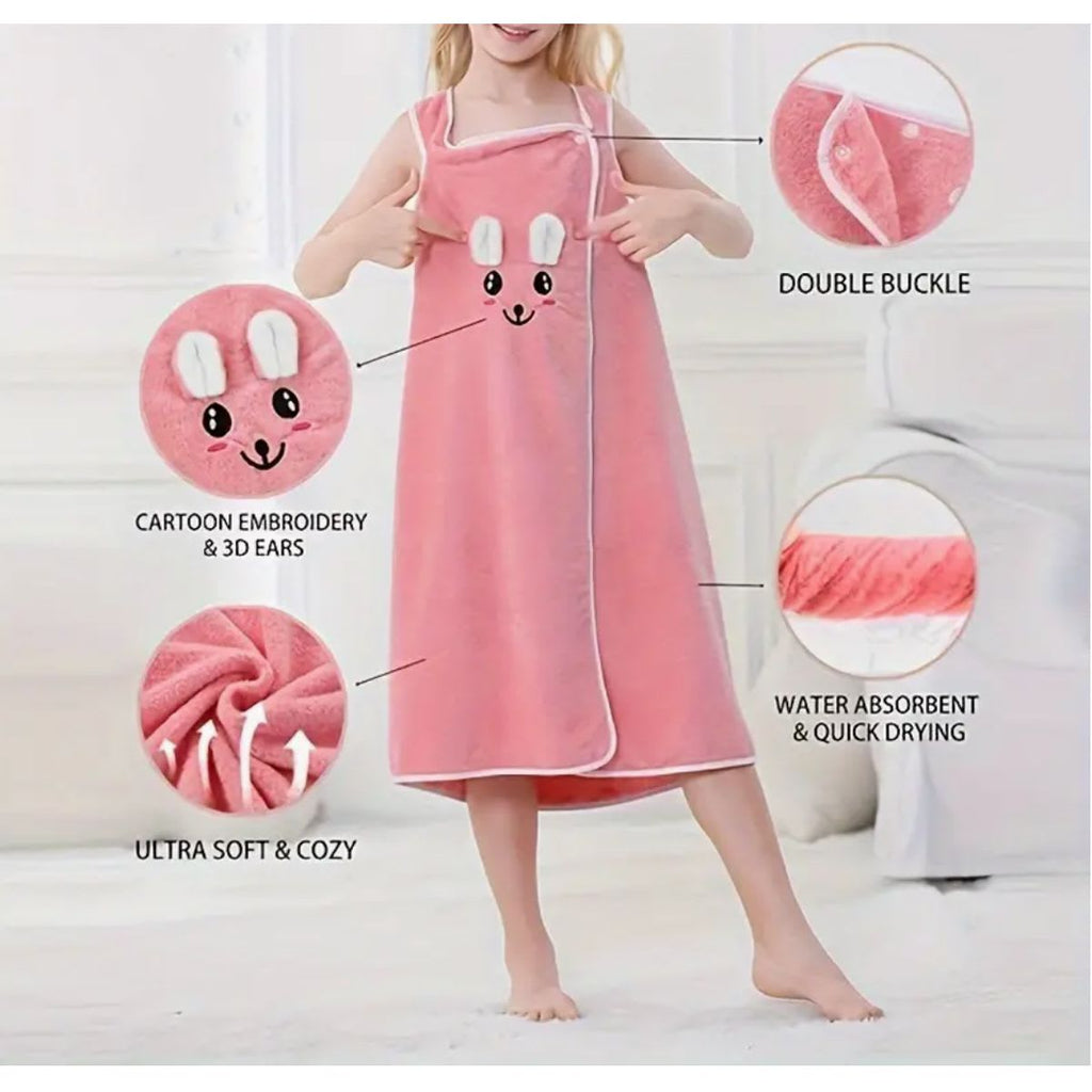 Kids Cute Cartoon Bunny Wearable Bath Towel