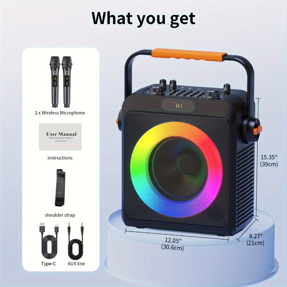 Karaoke Machine, JYX T19-T for Adults 2 Microphones & RGB Light Show, Wireless Bluetooth Speaker