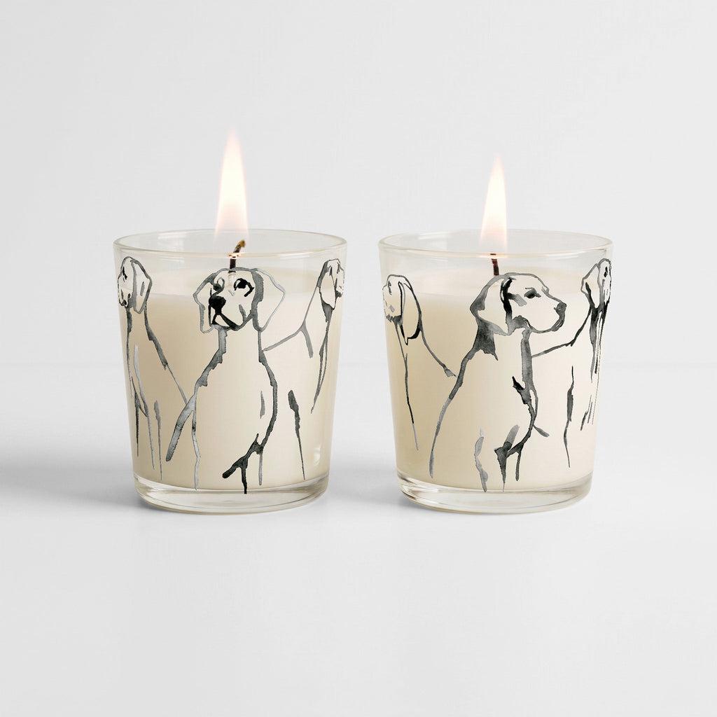 Pups in Watercolor - Sandalwood and Bergamot 9.6oz Soy Wax Candle 2 Piece Set