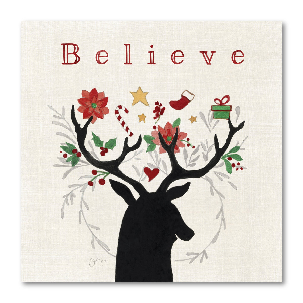 Believe Reindeer Gallery-Wrapped Canvas Wall Art
