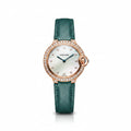 Cartier Ballon Bleu Watch — Diamond Bezel, Mother-of-Pearl & Green Strap
